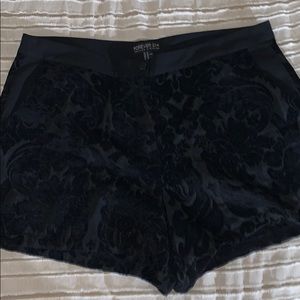Black satin dress shorts
